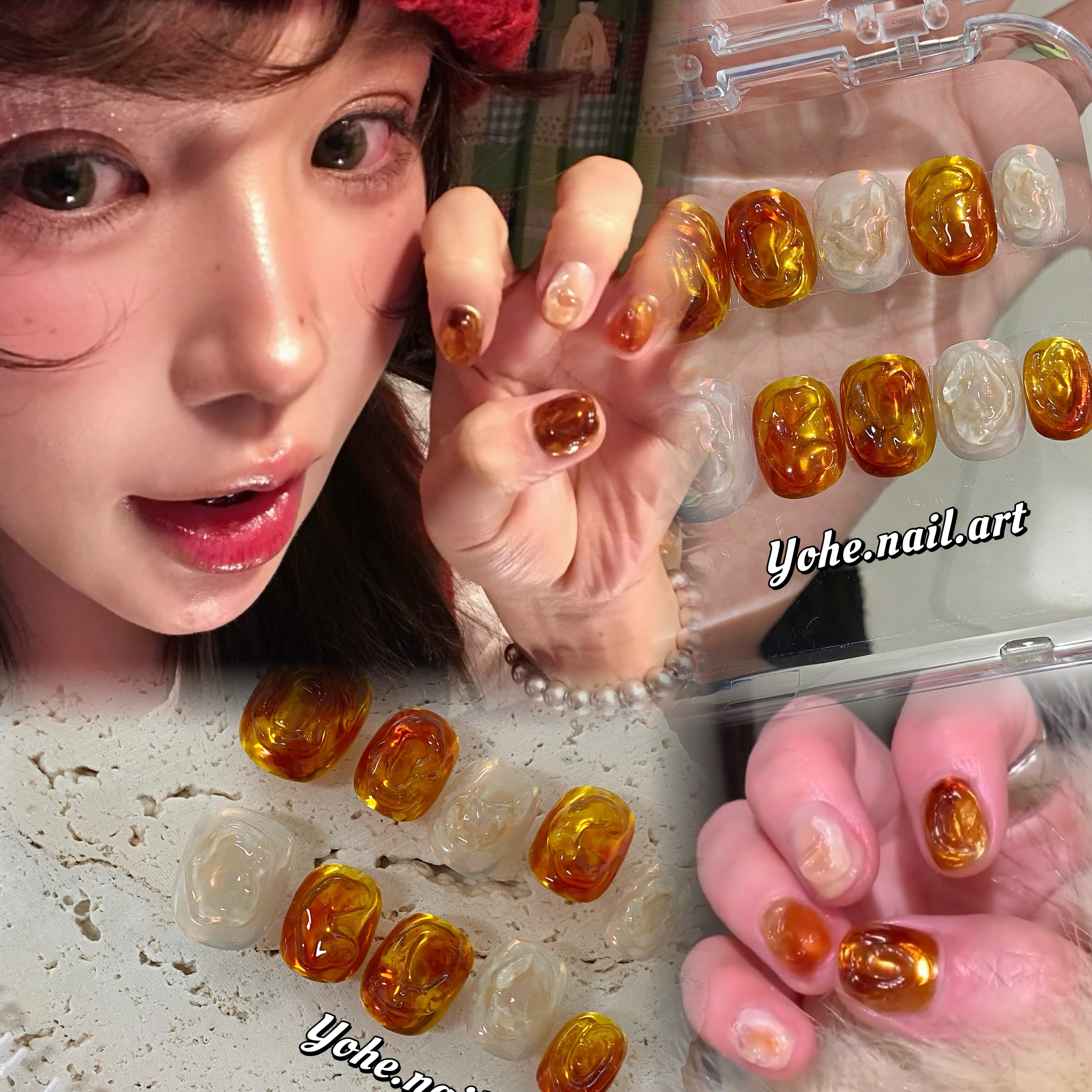 宥荷Studio 鎏金琥珀 小猴子穿戴甲美甲定制假指甲手工定制短甲,彩妆/香水/美妆工具,穿戴甲/甲片,淘宝优惠券,粉丝福利购,淘宝优惠卷