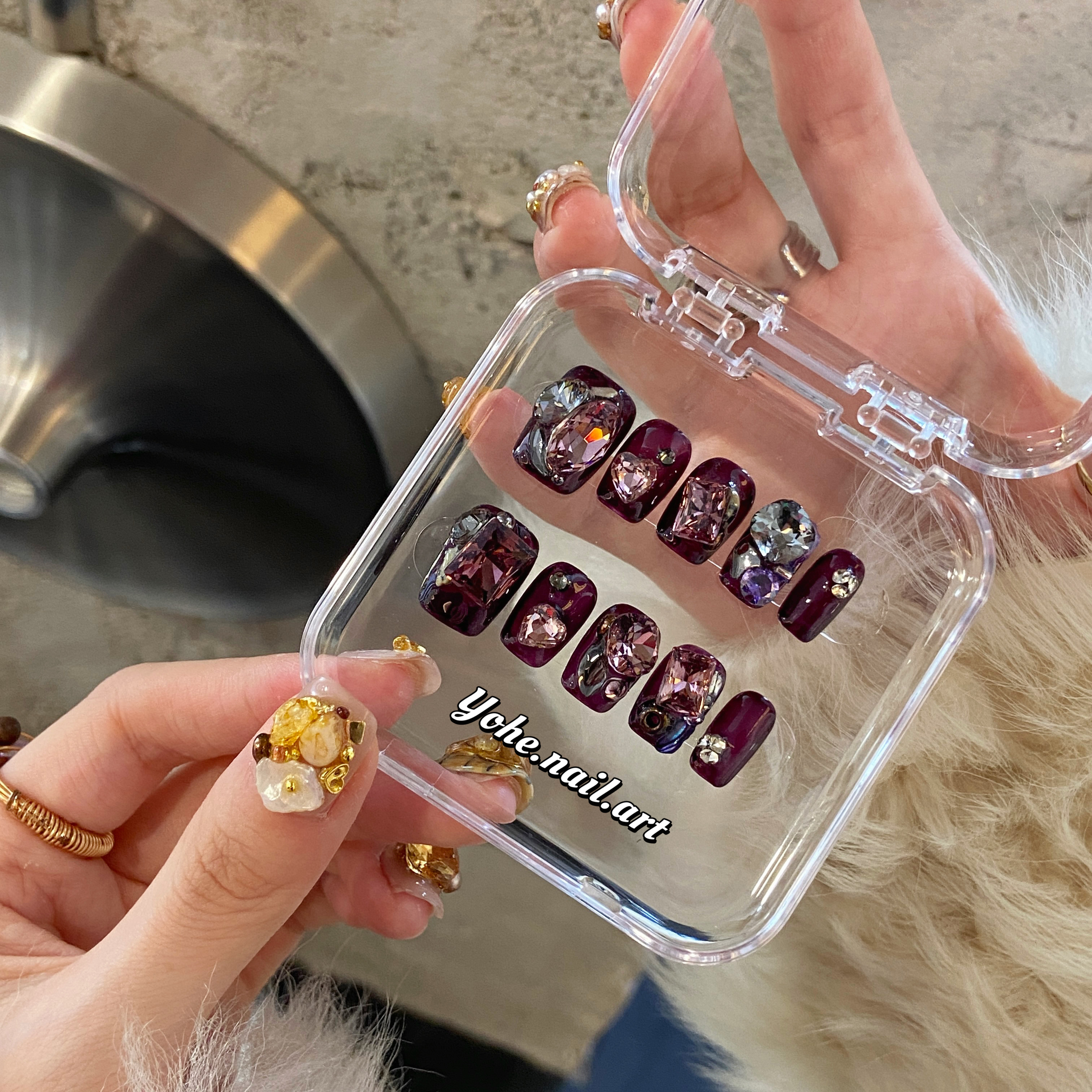 宥荷Studio 新年限定 桑葚汁儿穿戴甲美甲定制假指甲手工定制短甲,彩妆/香水/美妆工具,穿戴甲/甲片,淘宝优惠券,粉丝福利购,淘宝优惠卷