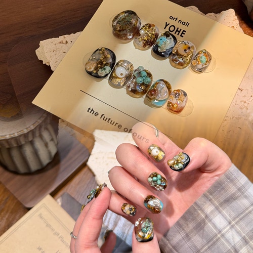 宥荷Studio 钮祜禄•翠果高级感穿戴甲定制假指甲手工定制短甲