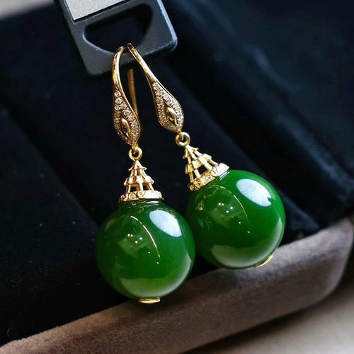 时尚潮流翡翠金镶玉耳饰送老婆