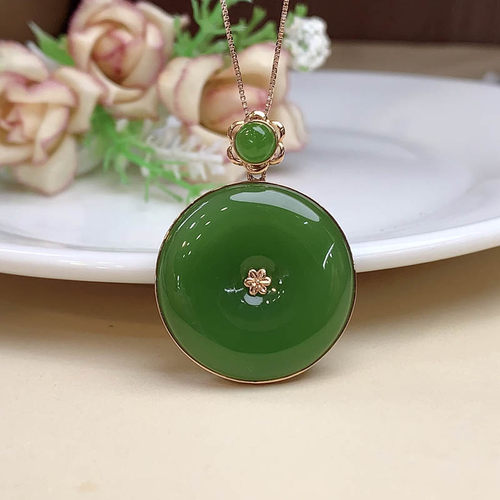 原创设计翡翠金镶玉项链送妈妈