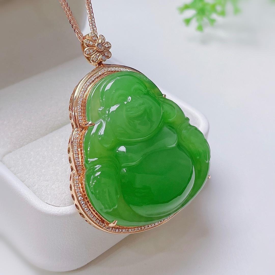 原创设计翡翠金镶玉挂件送老婆