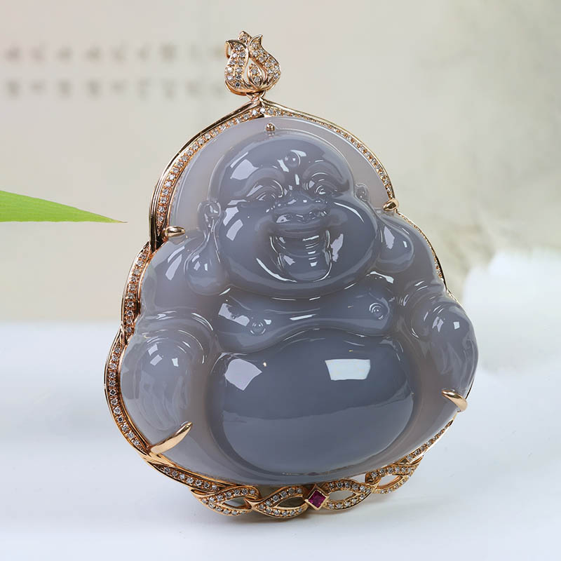 时尚潮流翡翠金镶玉项链送老婆