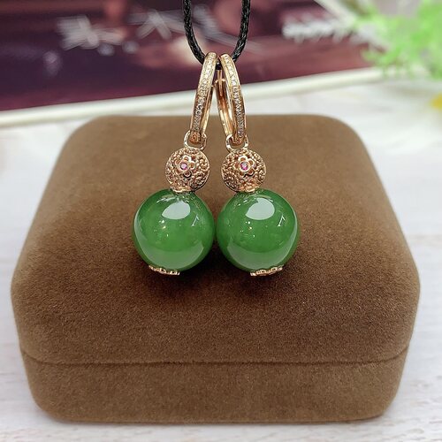 原创设计翡翠金镶玉耳饰送老婆