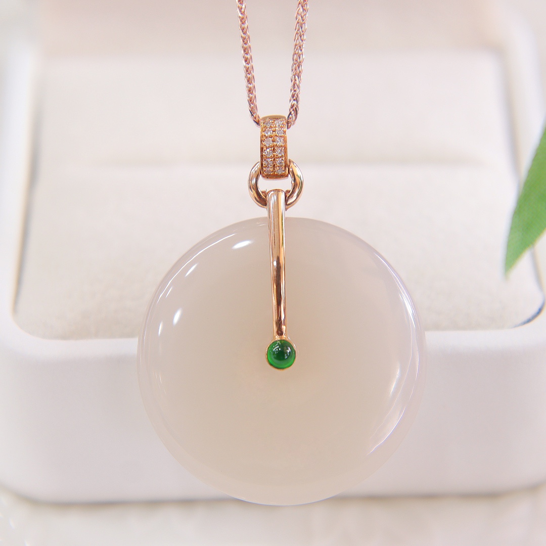 原创设计翡翠金镶玉项链送老婆