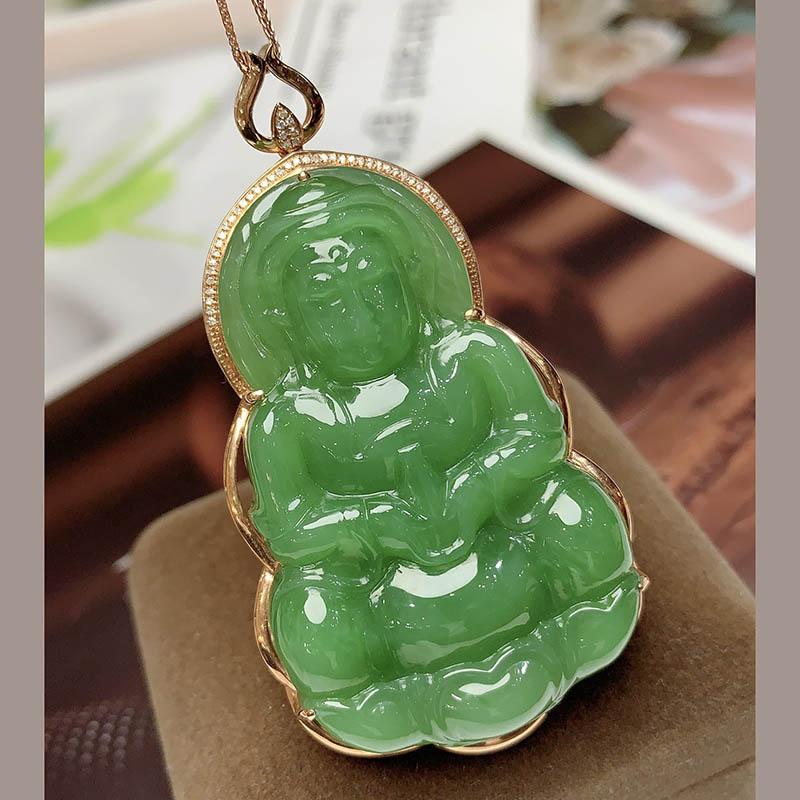 原创设计翡翠金镶玉项链送老婆