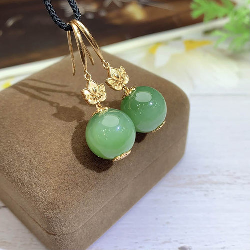 原创设计翡翠金镶玉耳饰送妈妈礼