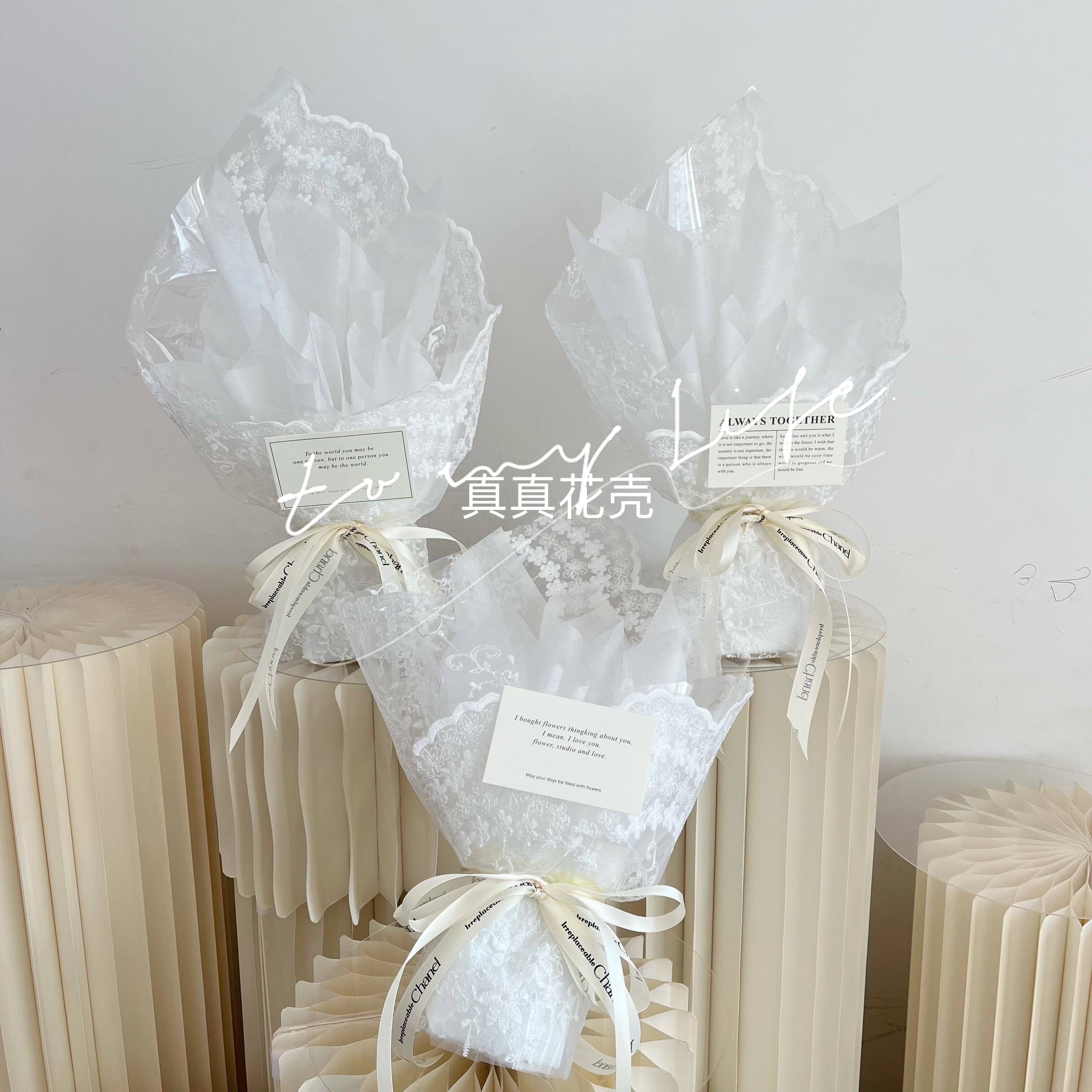 成品蕾丝花壳郁金香鲜花永生花女神节母亲节情人节生日闺蜜花束