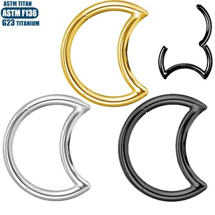 G23钛合金鼻环月亮铰链无缝开口圈隔膜耳屏穿刺耳圈耳环鼻中隔环