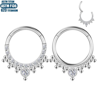 G23鼻环鼻孔穿刺饰品钛耳环锆石簇珠耳屏穿孔无缝环鼻中隔环耳饰