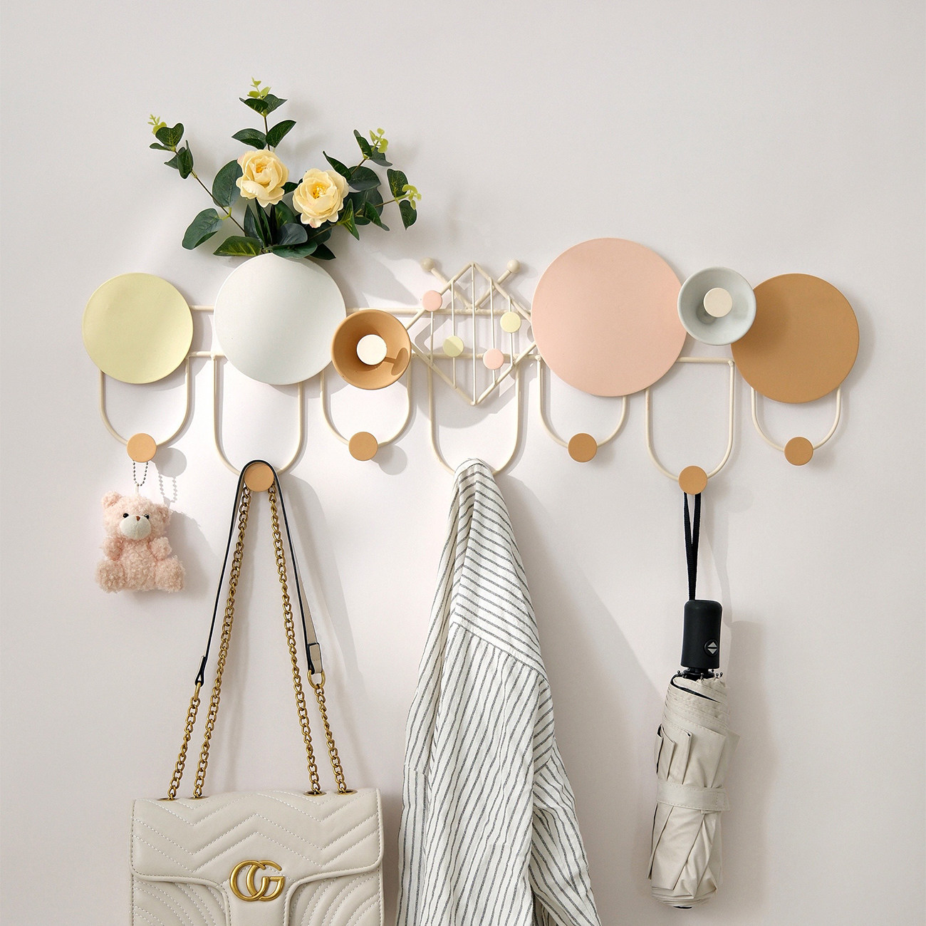 北欧风玄关挂衣钩装饰挂衣架墙上壁挂入户门钥匙挂钩门后衣服挂钩