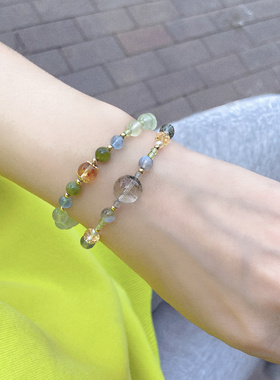 Z M Original 原创设计天然绿幽灵多圈手链