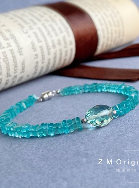 Z M Original原创设计天然进口蓝磷灰石手链简单简约款显白礼物女