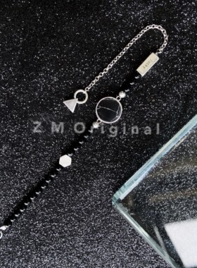 Z M Original 原创设计925纯银手链个性冷淡风简洁黑玛瑙手链