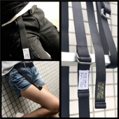 男女通用尼龙腰带 带双环扣免打孔皮ins蒸汽波风格 港版 潮牌编织裤