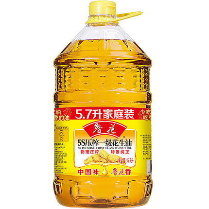 鲁花 食用油 5S 物理压榨 压榨一级花生油5.7L（新老包装随机发）