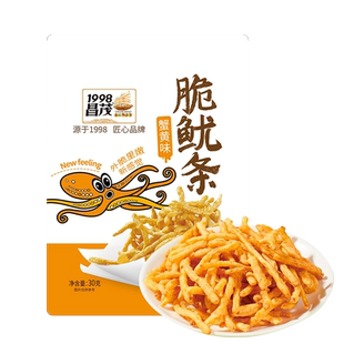 昌茂油炸鱿鱼丝香辣/蟹黄味脆鱿条30g即食解馋小吃零食官方旗舰店