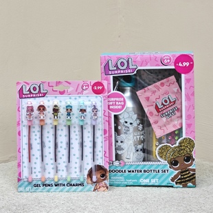 出口老美 LOL惊喜娃娃原装彩色圆珠笔 DIY涂鸦运动水壶 带挂钩