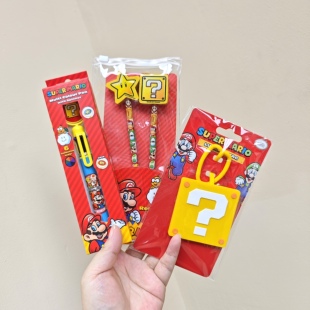 出口英国 马里奥原装圆珠笔 行李牌 铅笔橡皮文具套装 马里奥挂件
