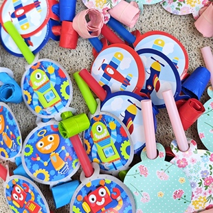 出口老美 CCT原装飞机 机器人 碎花图案派对喇叭 只能吹