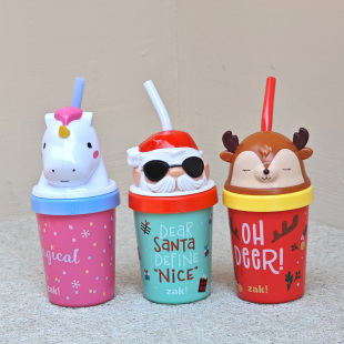 不含BPA 圣诞系列卡通吸管杯 三岁以上儿童可用 原装 出口美国