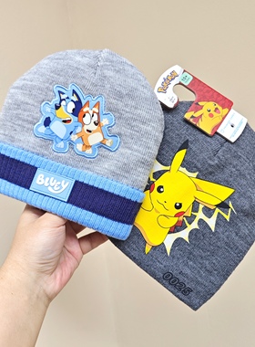 出口英国 PRIMARK布鲁伊和皮卡丘儿童毛线帽 儿童冷帽