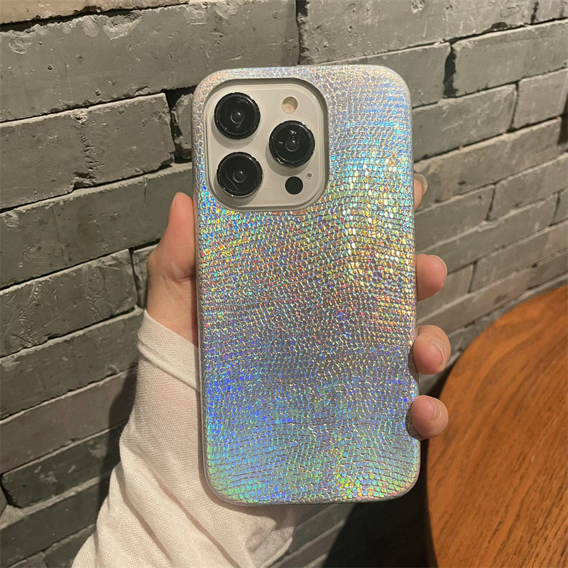 春日绘ins韩系个性炫彩鱼鳞纹适用iphone14Promax苹果13/15手机壳12Pro防摔11三包