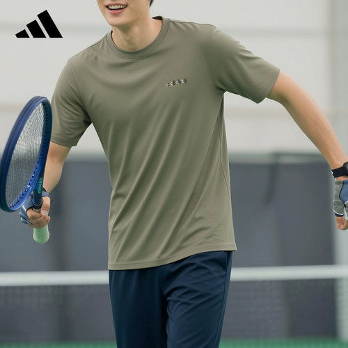 adidas阿迪达斯男士圆领短袖T恤2026新款透气运动休闲上衣KQ5316