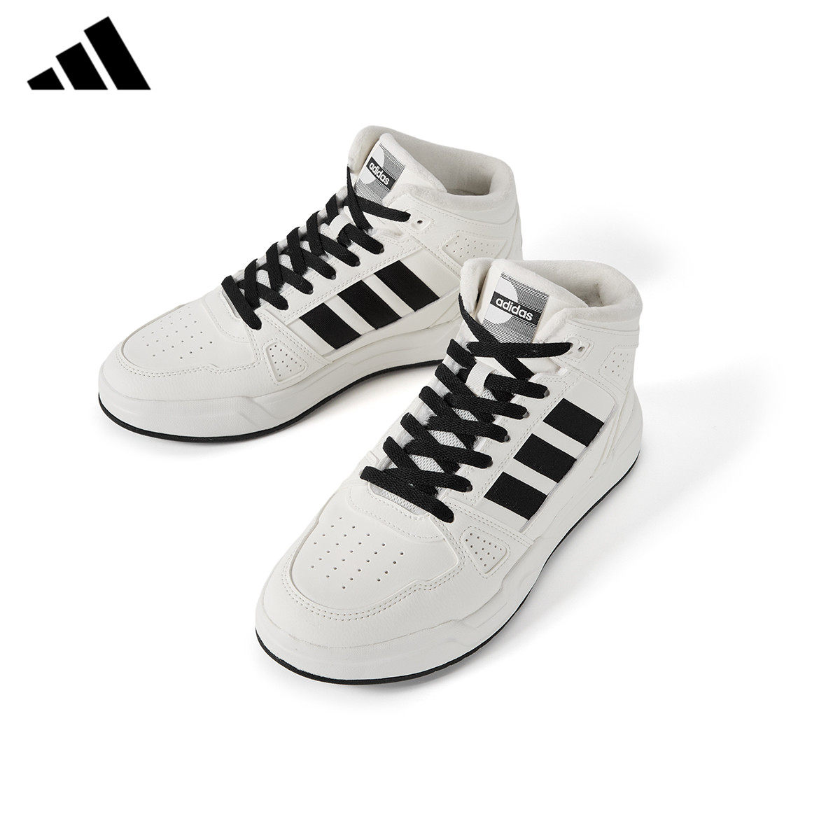 adidas阿迪达斯加绒高帮板鞋男鞋女鞋正品冬新款休闲运动鞋KJ4110