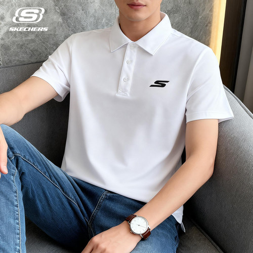 Skechers斯凯奇2026年春季新款男子简约舒适百搭针织短袖POLO衫