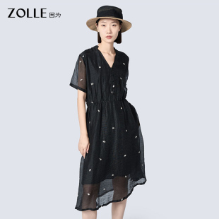 苎麻碎花宽松休闲连衣裙26春夏新品 ZOLLE因为