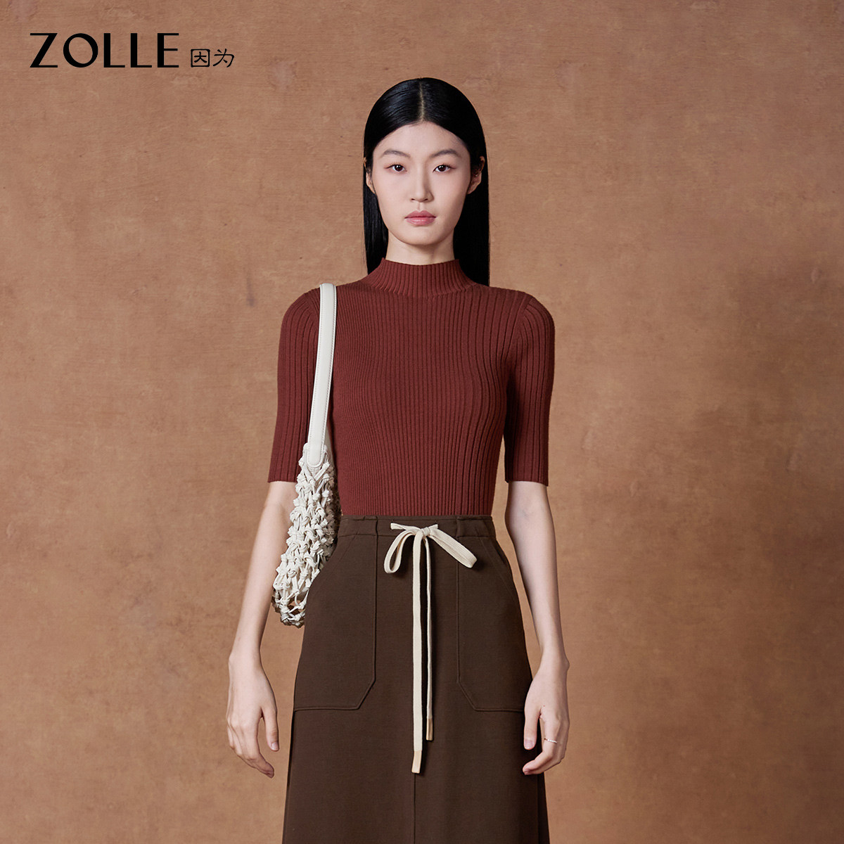 ZOLLE【ZOLLE因为】立体剪裁修身舒适显瘦舒适搭配毛衫26春夏新品