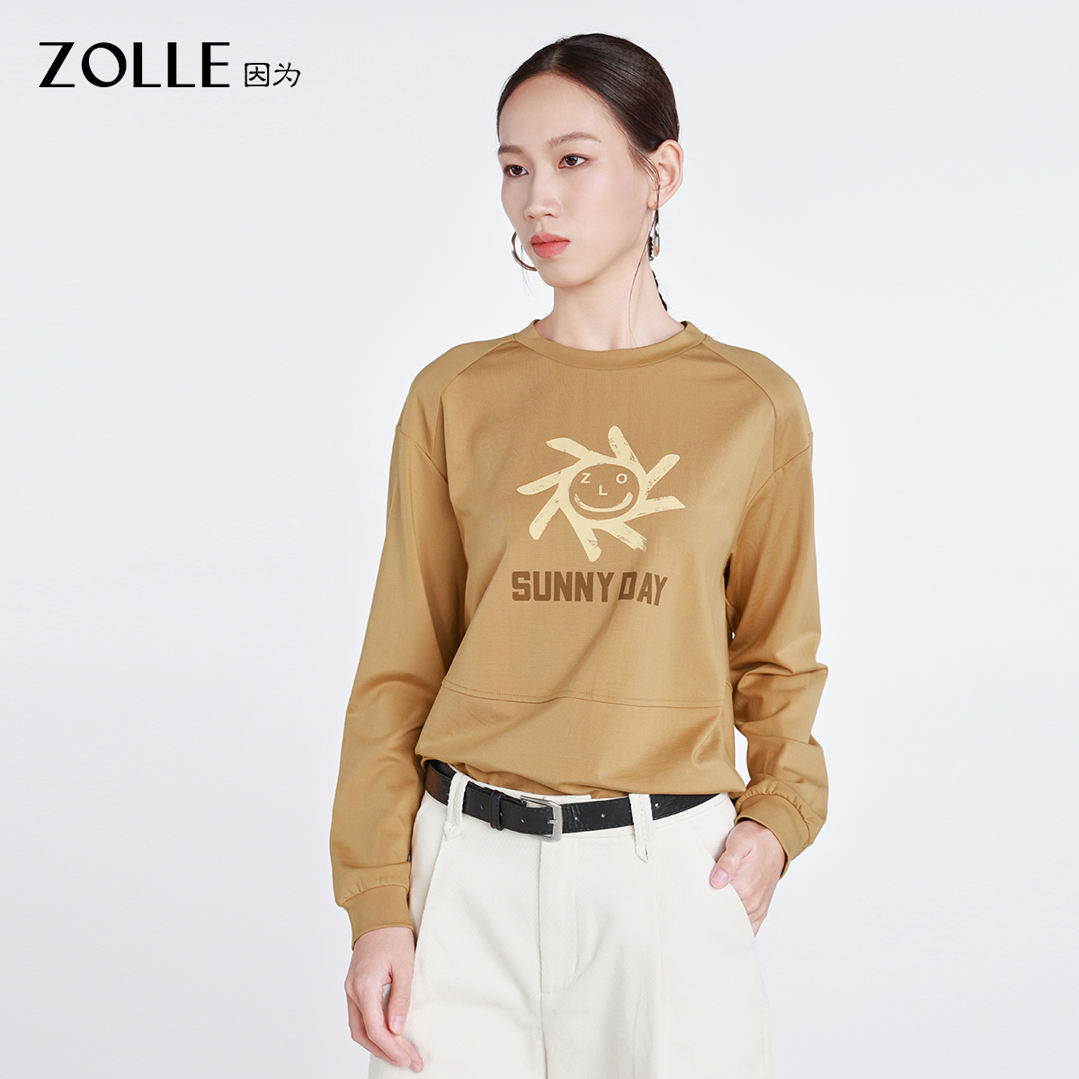 【ZOLLE因为】日常基础款印花百搭通勤卫衣长袖