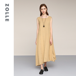 【ZOLLE因为】亚麻极简风不规则剪裁利落显瘦连衣裙26春夏新品