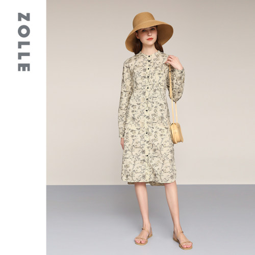 【ZOLLE因为】原创印花设计感修身连衣裙女春夏新品