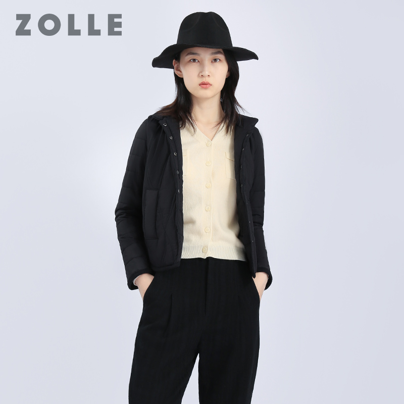 ZOLLE因为秋季新款纯色百搭女式短绵衣时尚保暖外套设计款女上衣