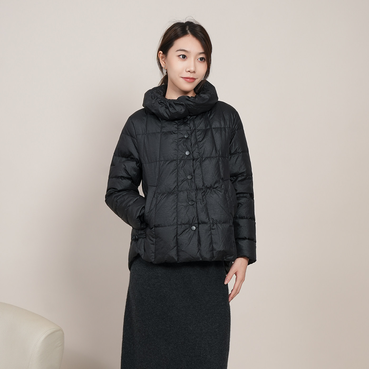 ZOLLE因为围脖泡芙云朵软糯感保暖舒适羽绒服女25秋冬新品