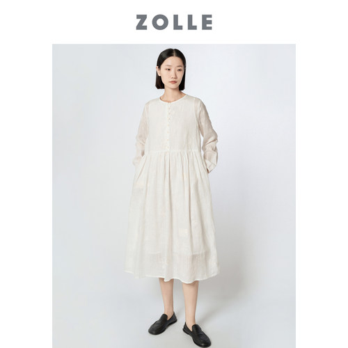 因为春夏新款长袖连衣裙