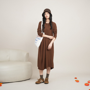 ZOLLE文艺复古风不规则剪裁肌理感廓形长袖 卫衣连衣裙26春