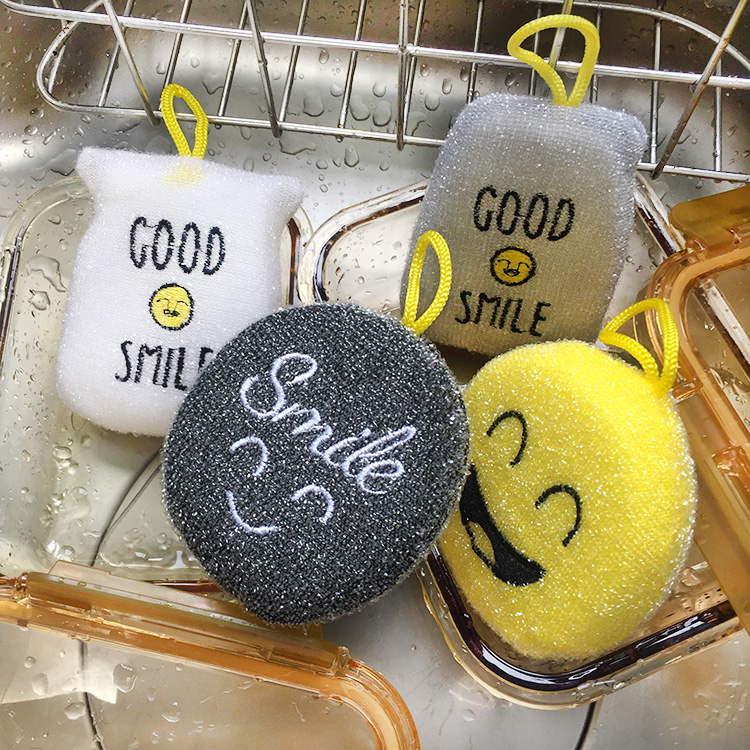 可爱笑脸洗碗海绵擦不沾油杯刷