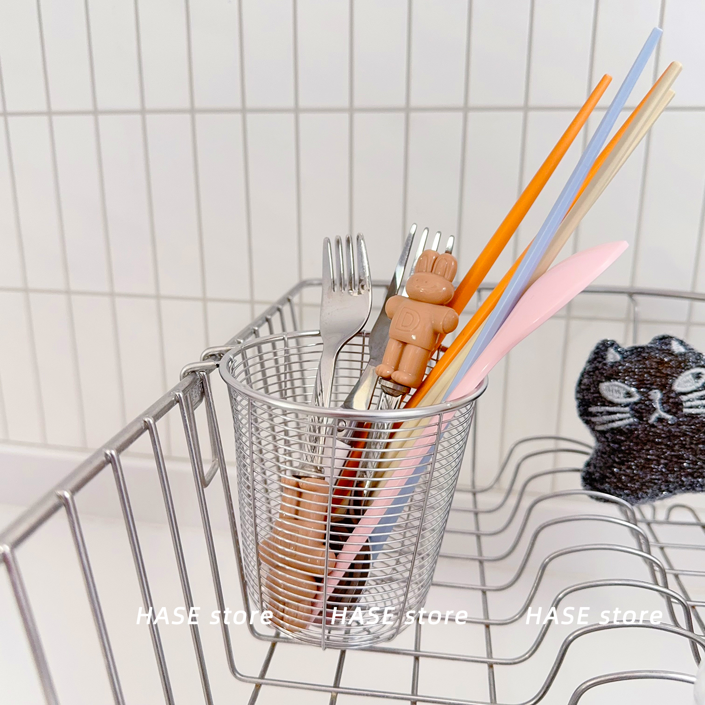 HASE可洗碗机304不锈钢筷子筒家用可悬挂镂空筷笼餐具收纳沥水篮