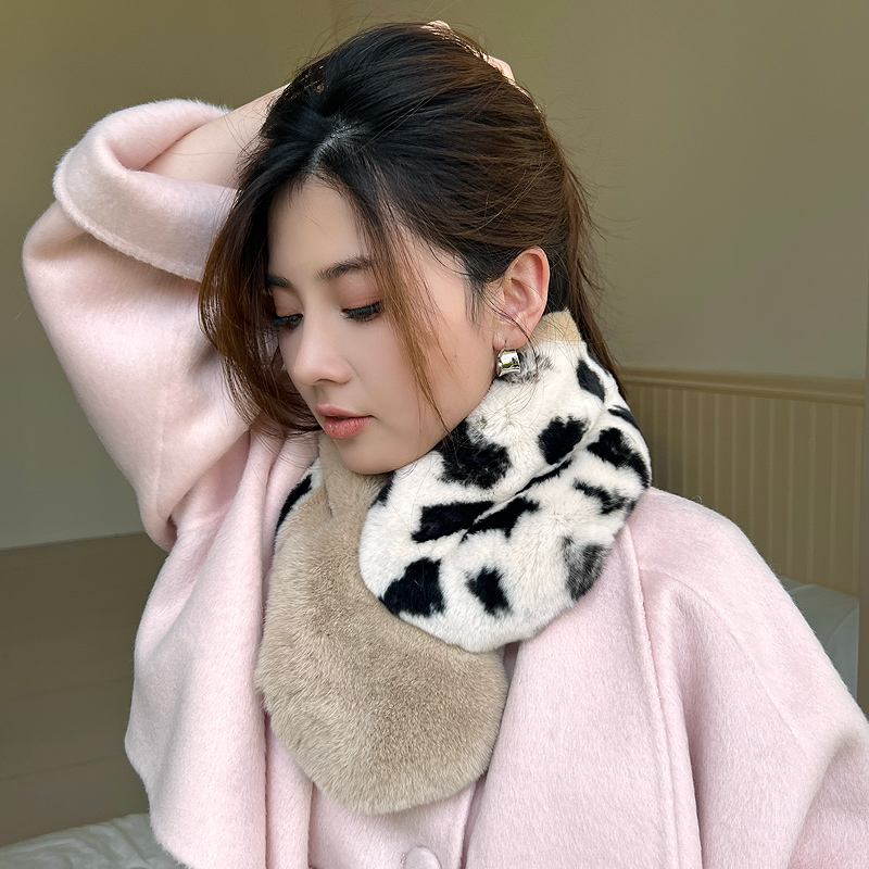 豹纹獭兔毛悦爱冬季皮草原创女士