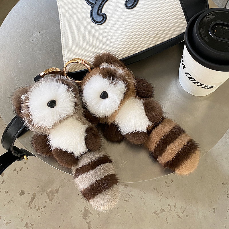 悦爱书包挂件水貂毛小浣熊毛绒