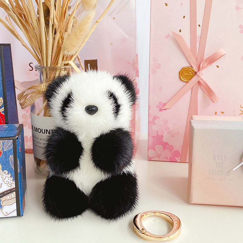 貂毛公仔饰品整皮制作熊猫挂件
