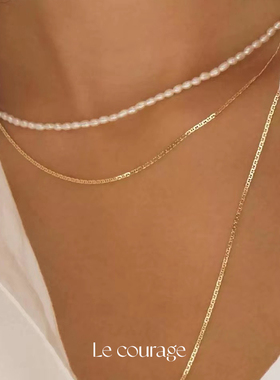 Le courage 美国14K包金天然淡水珍珠小米珠串珠项链素链锁骨链