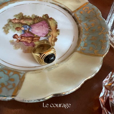 Lecourage黑玛瑙宝石戒指