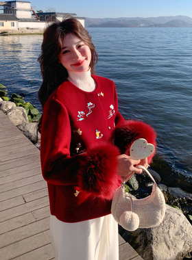 现货新款首发2183-P390-K596双面羊绒带袖毛狐狸毛可脱