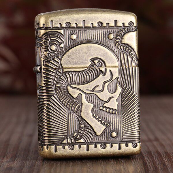 ZIPPO打火机正版 古铜盔甲360度深雕 朋克骷髅29268 专柜原装正品