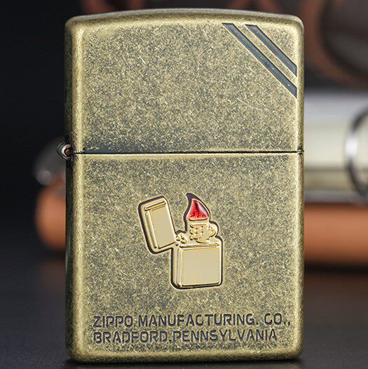 ZIPPO原装正品打火机 新款仿古铜宝石火焰标 专柜正版防风 限量ZP