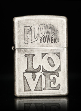 美国原装正品 ZIPPO打火机 芝宝仿古 古银双刻 爱的力量 专柜正版